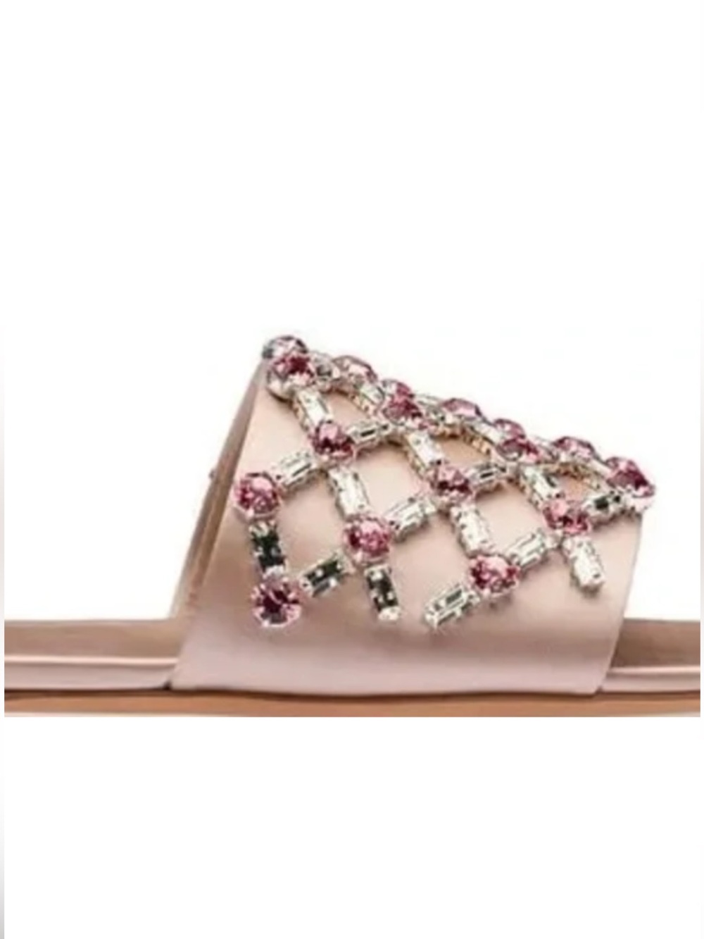 New Miu Miu Blush Pink Jeweled Crystal Slide Sandals Italy Size 39 - Picture 10 of 10